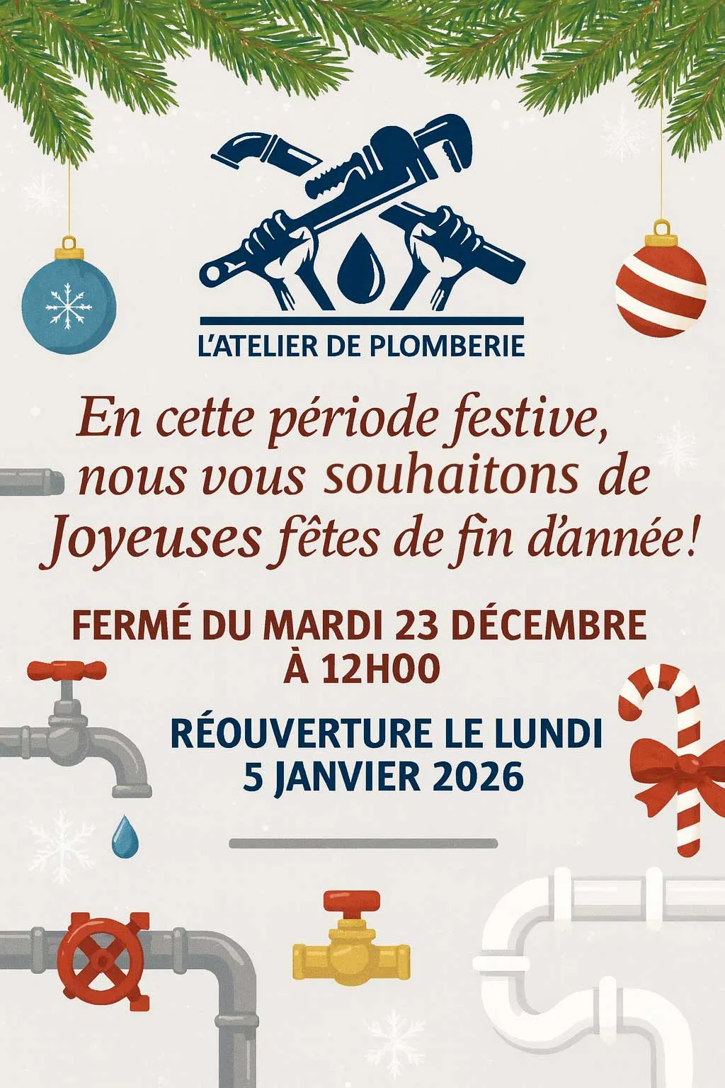 fermetures fin d'année